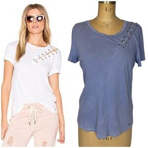 n:Philanthropy Gaia Lace Front Tee in Washed Blue Size M